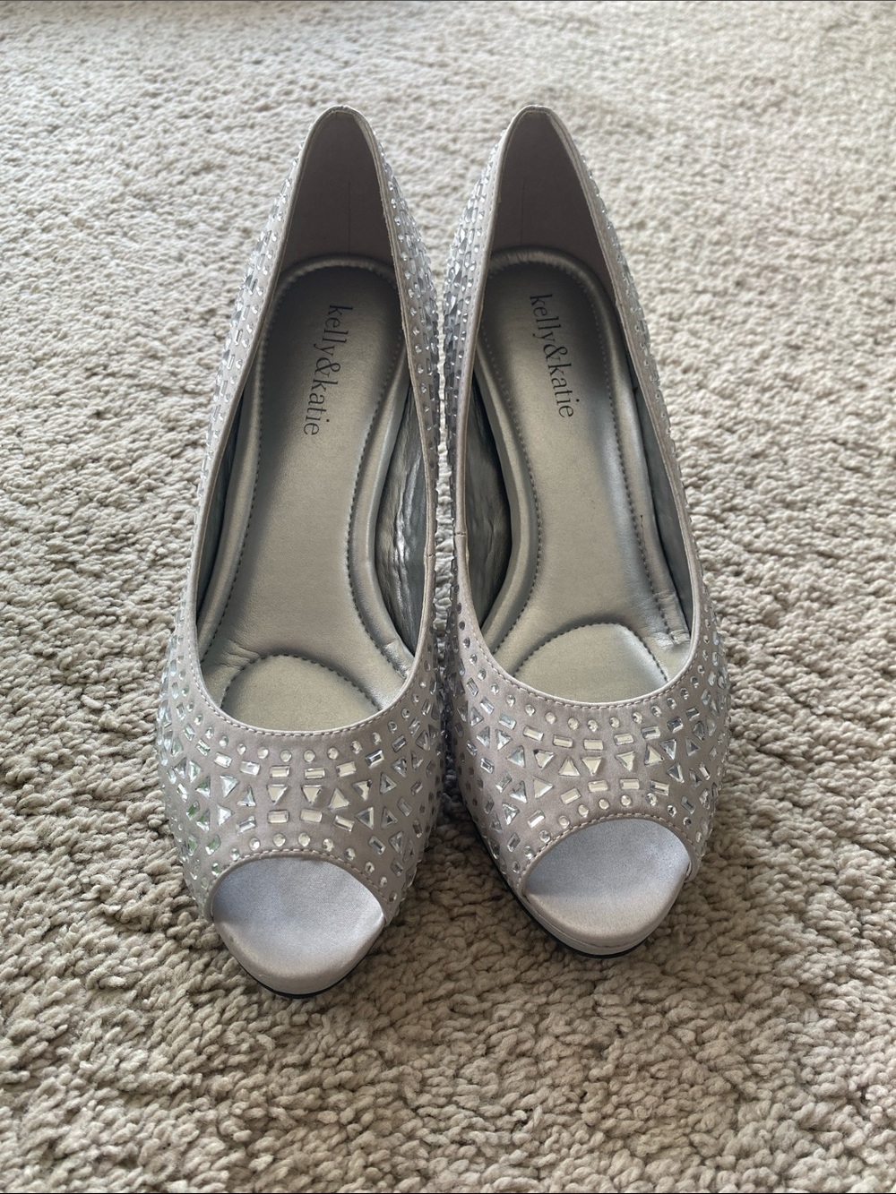 Kelly & Katie Silver Rhinestone heels for special occasion or wedding